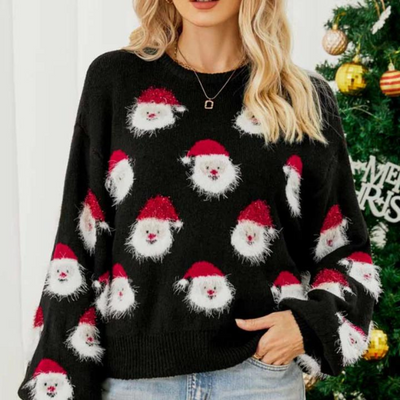 Weihnachtspulli - Loose Fit - Weihnachtsmann - Lustiger Weihnachtspulli - Damenpulli