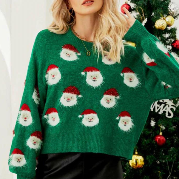 Weihnachtspulli - Loose Fit - Weihnachtsmann - Lustiger Weihnachtspulli - Damenpulli