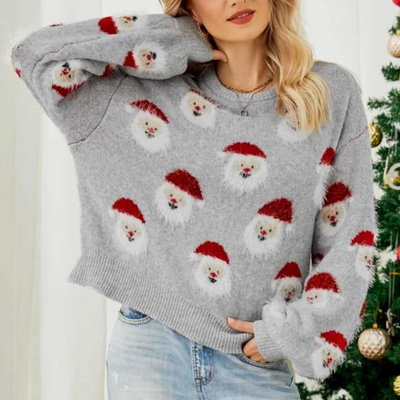 Weihnachtspulli - Loose Fit - Weihnachtsmann - Lustiger Weihnachtspulli - Damenpulli