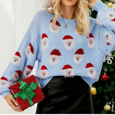 Weihnachtspulli - Loose Fit - Weihnachtsmann - Lustiger Weihnachtspulli - Damenpulli