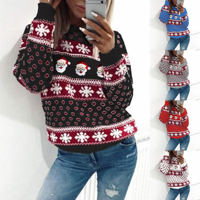 Weihnachtspulli - Rundhalsausschnitt - Loose Fit - Weihnachtspullover - Damenpullover