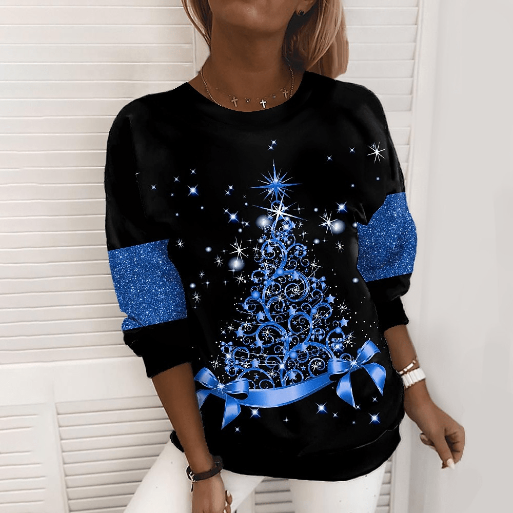Weihnachtspullover – Damenpullover mit weitem Schnitt und Rundhalsausschnitt