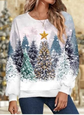 Weihnachtspullover | Glitzer | Langarm | Weihnachtspulli | Damenbekleidung