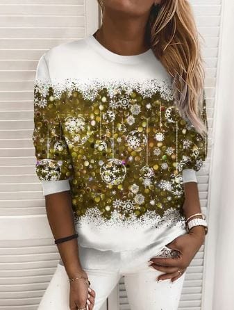 Weihnachtspullover | Glitzer | Langarm | Weihnachtspulli | Damenbekleidung