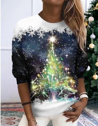 Weihnachtspullover | Glitzer | Langarm | Weihnachtspulli | Damenbekleidung