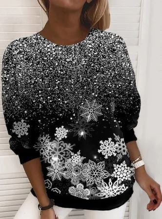 Weihnachtspullover | Glitzer | Langarm | Weihnachtspulli | Damenbekleidung