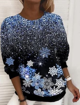 Weihnachtspullover | Glitzer | Langarm | Weihnachtspulli | Damenbekleidung