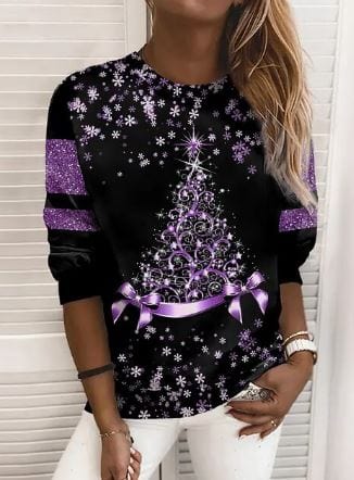 Weihnachtspullover | Glitzer | Langarm | Weihnachtspulli | Damenbekleidung