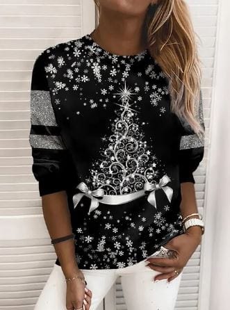 Weihnachtspullover | Glitzer | Langarm | Weihnachtspulli | Damenbekleidung
