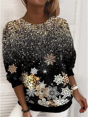 Weihnachtspullover | Glitzer | Langarm | Weihnachtspulli | Damenbekleidung