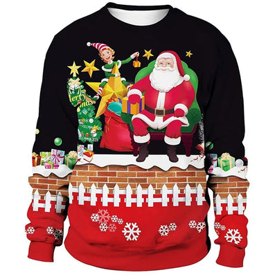 Weihnachtspullover – Herren-Sweatshirt mit lockerer Passform und Rundhalsausschnitt