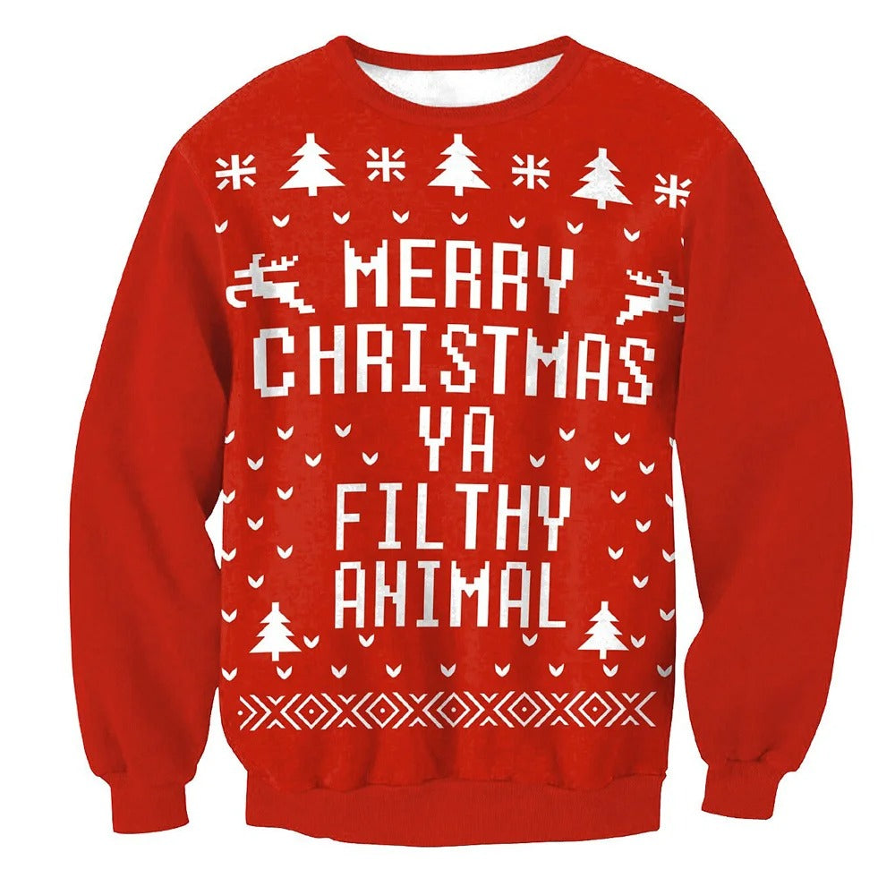 Weihnachtspullover – Herren-Sweatshirt mit lockerer Passform und Rundhalsausschnitt