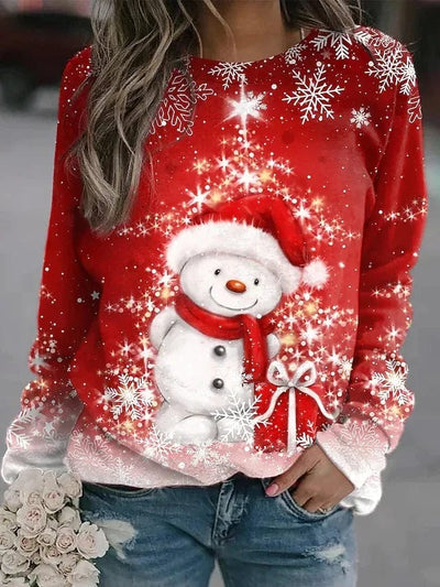 Weihnachtspullover | Langarm | Rundhalsausschnitt | Weihnachtspulli | Winterkleidung für Damen