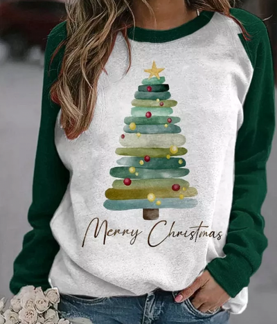 Weihnachtspullover | Langarmshirt | Weihnachtsbaum | Weihnachtspulli | Damenpullover