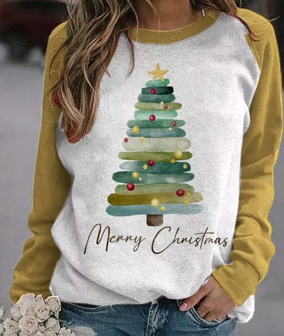 Weihnachtspullover | Langarmshirt | Weihnachtsbaum | Weihnachtspulli | Damenpullover