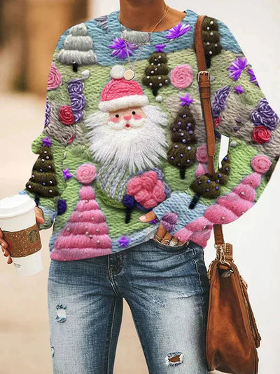 Weihnachtspullover – Locker geschnittener, lustiger Weihnachtspullover für Damen aus Strick