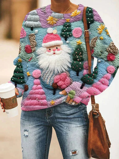 Weihnachtspullover – Locker geschnittener, lustiger Weihnachtspullover für Damen aus Strick
