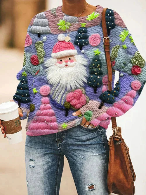 Weihnachtspullover – Locker geschnittener, lustiger Weihnachtspullover für Damen aus Strick