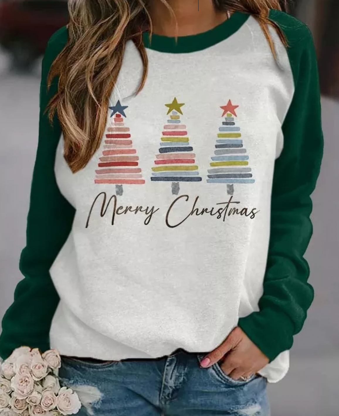 Weihnachtspullover – Rundhalsausschnitt – Langarm – Weihnachtspullover – Damenbekleidung