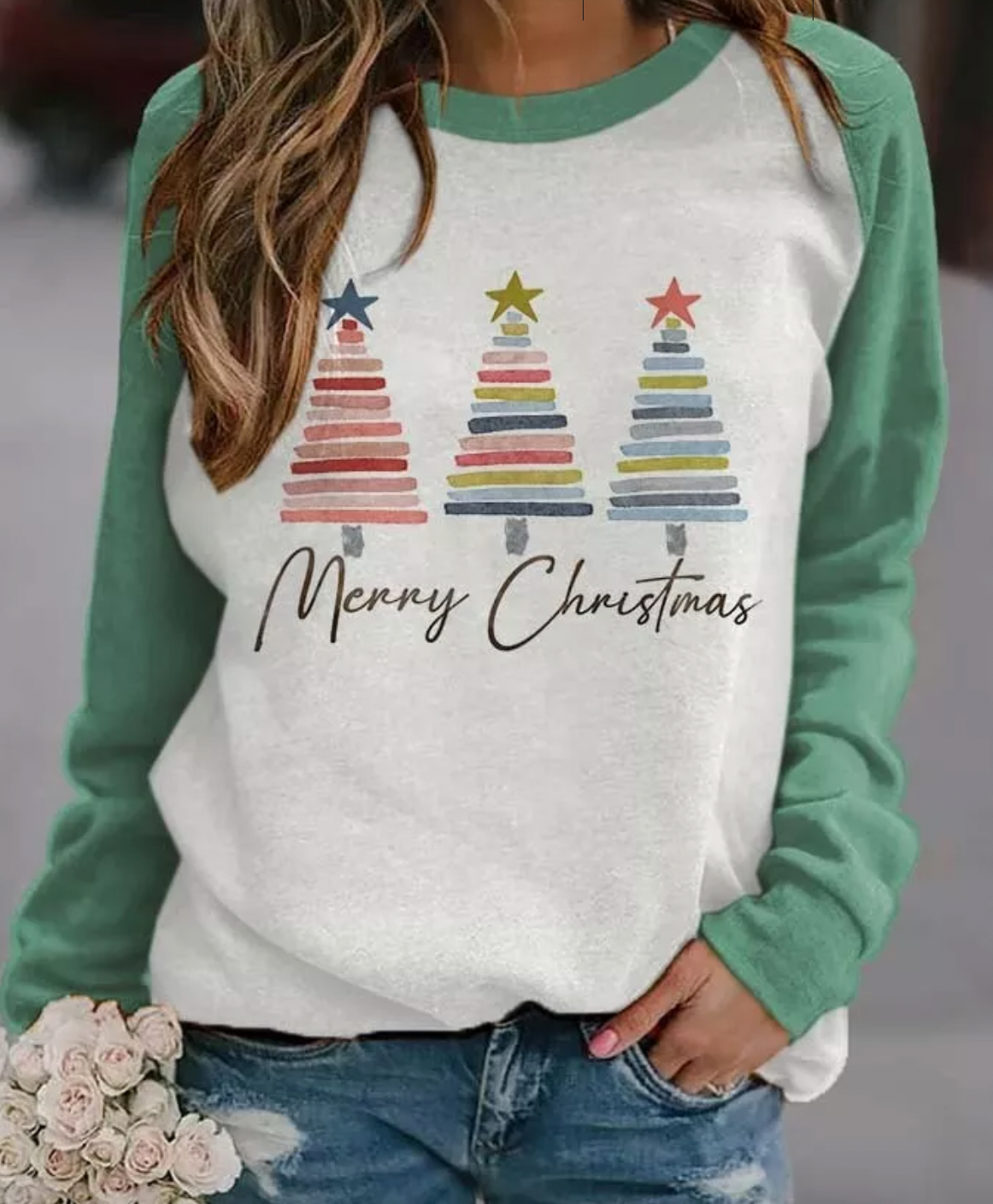 Weihnachtspullover – Rundhalsausschnitt – Langarm – Weihnachtspullover – Damenbekleidung