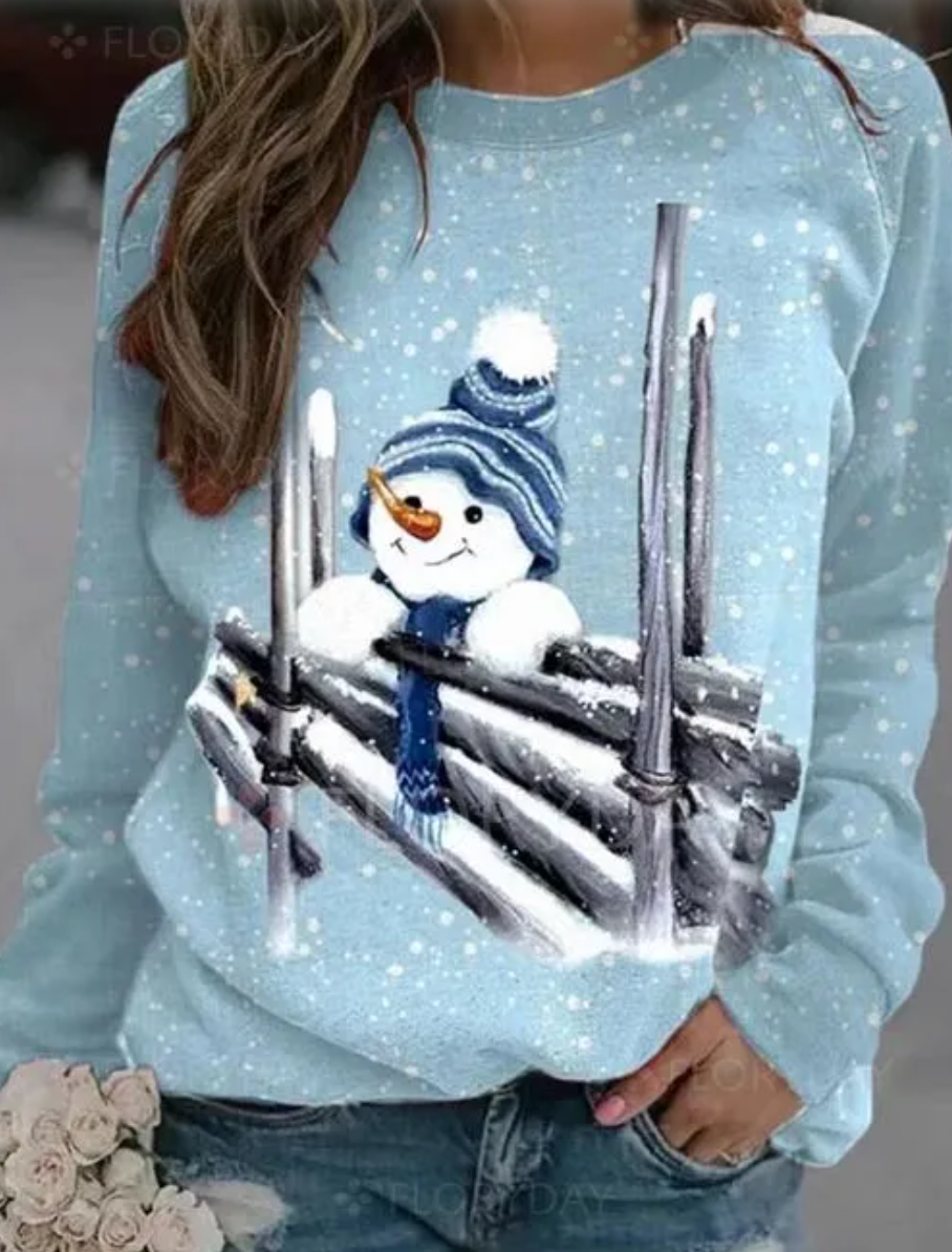 Weihnachtspullover - Schneemann - Loose Fit - Lustige Weihnachts-Sweatshirts - Damenpullover