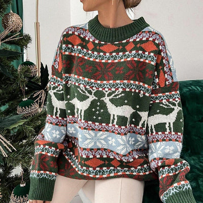 Weihnachtspullover | Übergröße | Langarm | Gestrickte Weihnachtspullover | Damenpullover