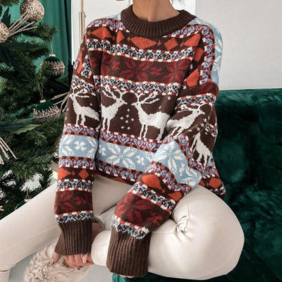 Weihnachtspullover | Übergröße | Langarm | Gestrickte Weihnachtspullover | Damenpullover