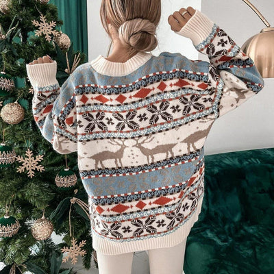 Weihnachtspullover | Übergröße | Langarm | Gestrickte Weihnachtspullover | Damenpullover