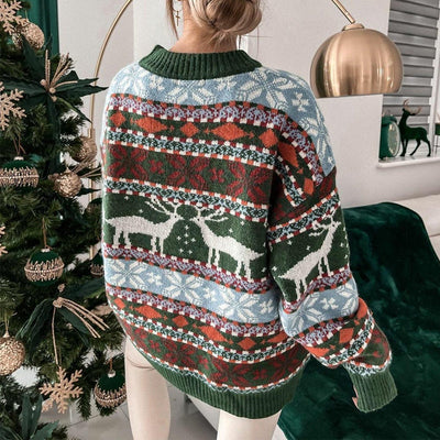 Weihnachtspullover | Übergröße | Langarm | Gestrickte Weihnachtspullover | Damenpullover