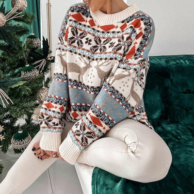 Weihnachtspullover | Übergröße | Langarm | Gestrickte Weihnachtspullover | Damenpullover