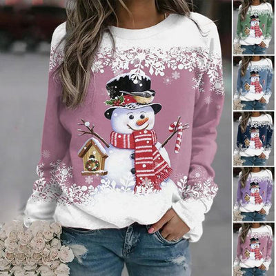 Weihnachtspullover für Damen – lockere Passform – Rundhalsausschnitt – Weihnachtspullover – Weihnachtssweatshirts für Damen