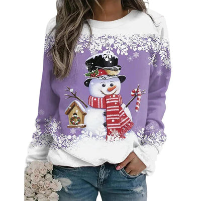 Weihnachtspullover für Damen – lockere Passform – Rundhalsausschnitt – Weihnachtspullover – Weihnachtssweatshirts für Damen