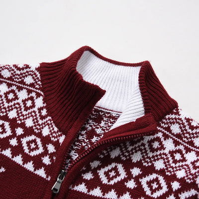 Weihnachtsstrickjacke | Stehkragen | Normale Passform | Strickjacke | Weihnachtspullover
