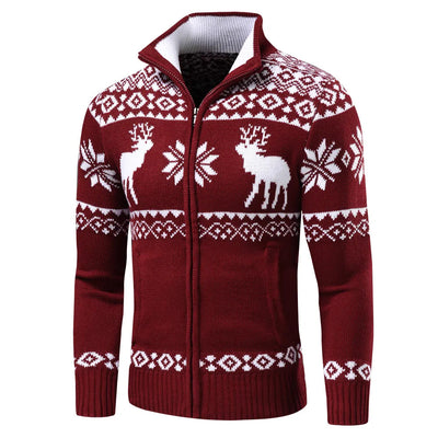 Weihnachtsstrickjacke | Stehkragen | Normale Passform | Strickjacke | Weihnachtspullover