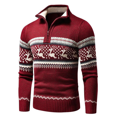 Weihnachtsstrickjacke | Stehkragen | Normale Passform | Strickjacke | Weihnachtspullover