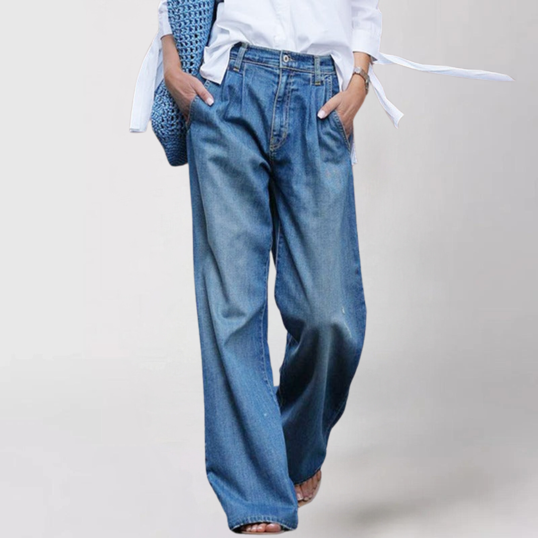 Weite Jeans - Damen Jeans mit hoher Taille und loser Passform aus Denim