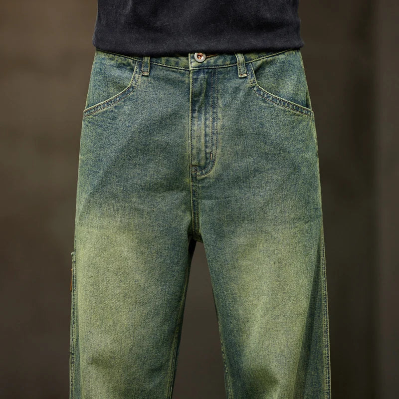 Wide Leg Jeans - Herren gewaschene Loose Fit Baggy Denim Jeans