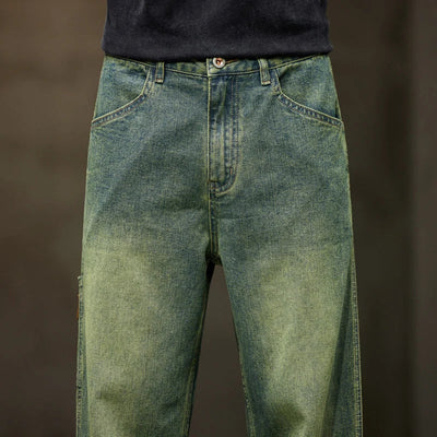 Wide Leg Jeans - Herren gewaschene Loose Fit Baggy Denim Jeans