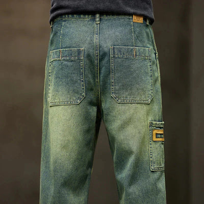 Wide Leg Jeans - Herren gewaschene Loose Fit Baggy Denim Jeans