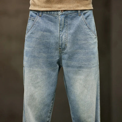 Wide Leg Jeans - Herren gewaschene Loose Fit Baggy Denim Jeans