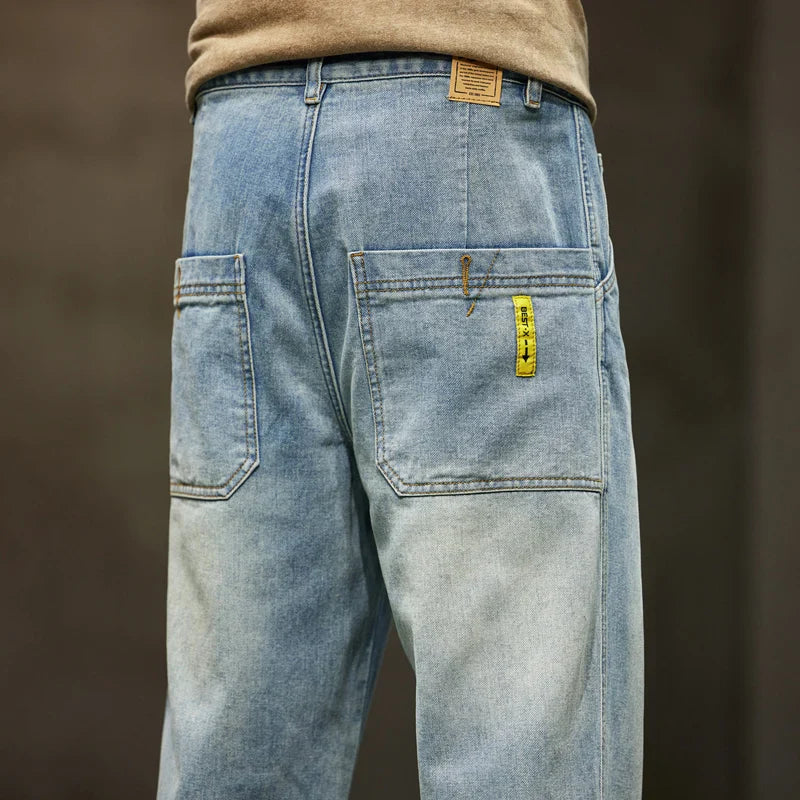 Wide Leg Jeans - Herren gewaschene Loose Fit Baggy Denim Jeans