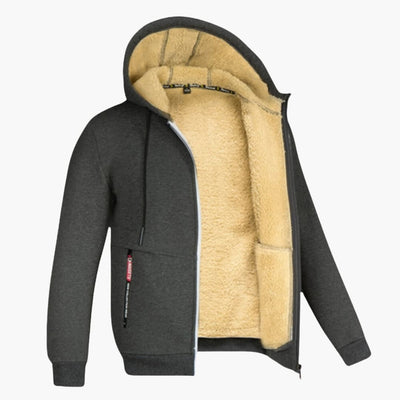 Winter-Kapuzenjacke – warme Herren-Kapuzenjacke mit Sherpa-Futter und Reißverschluss