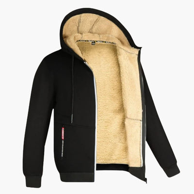 Winter-Kapuzenjacke – warme Herren-Kapuzenjacke mit Sherpa-Futter und Reißverschluss