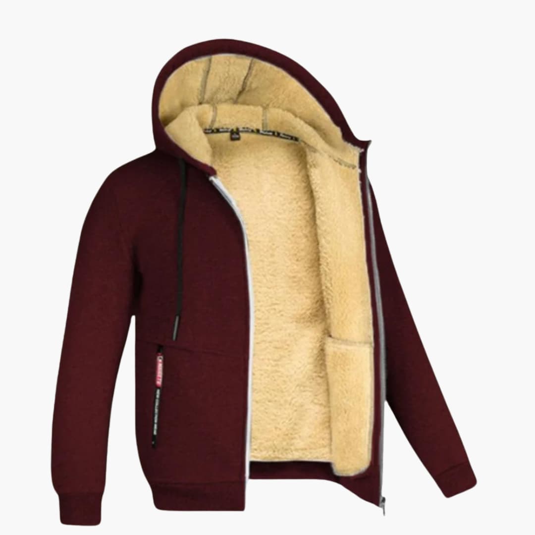 Winter-Kapuzenjacke – warme Herren-Kapuzenjacke mit Sherpa-Futter und Reißverschluss