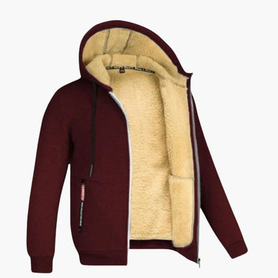 Winter-Kapuzenjacke – warme Herren-Kapuzenjacke mit Sherpa-Futter und Reißverschluss