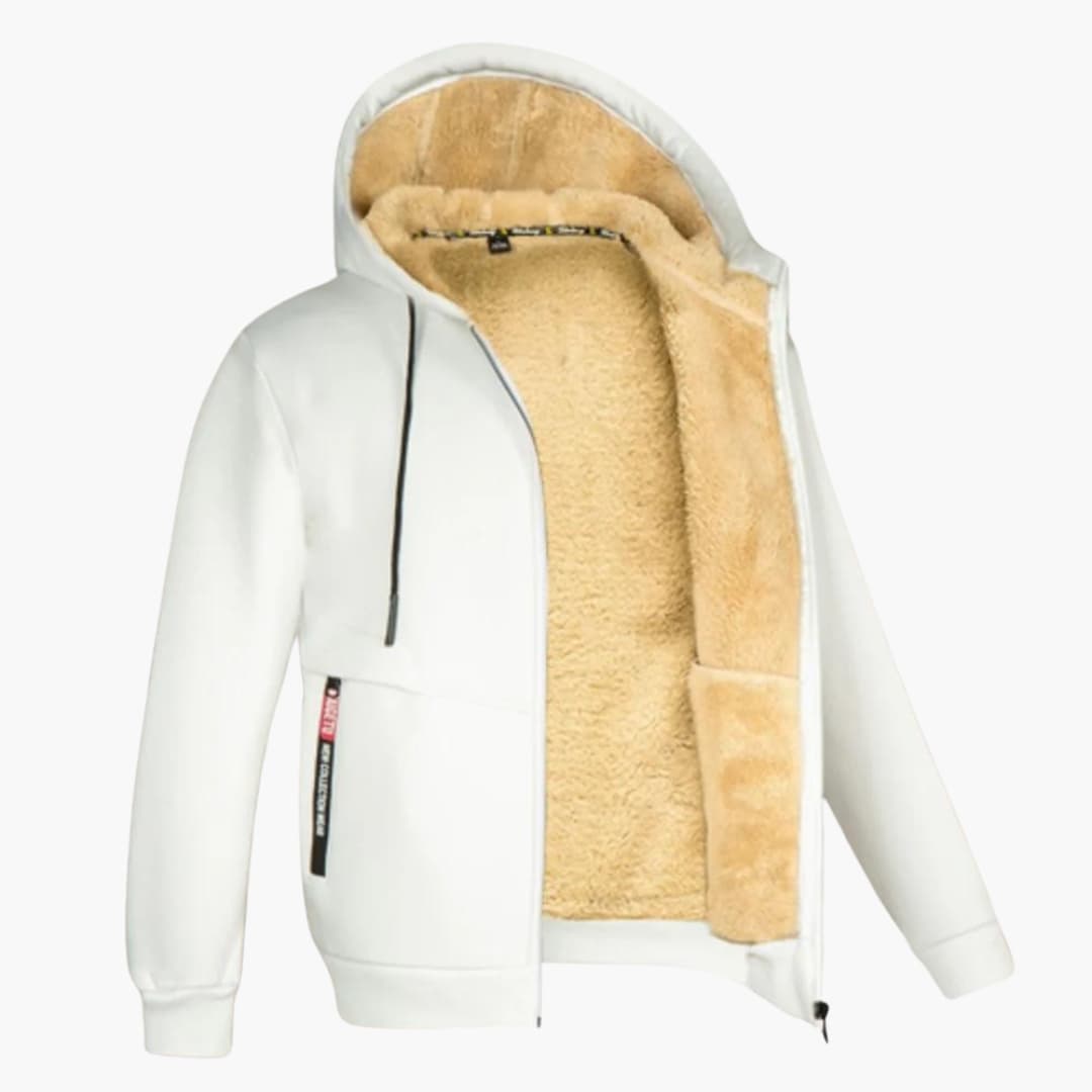Winter-Kapuzenjacke – warme Herren-Kapuzenjacke mit Sherpa-Futter und Reißverschluss