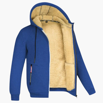 Winter-Kapuzenjacke – warme Herren-Kapuzenjacke mit Sherpa-Futter und Reißverschluss