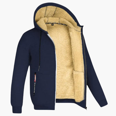 Winter-Kapuzenjacke – warme Herren-Kapuzenjacke mit Sherpa-Futter und Reißverschluss