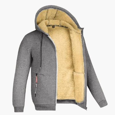Winter-Kapuzenjacke – warme Herren-Kapuzenjacke mit Sherpa-Futter und Reißverschluss
