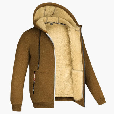 Winter-Kapuzenjacke – warme Herren-Kapuzenjacke mit Sherpa-Futter und Reißverschluss